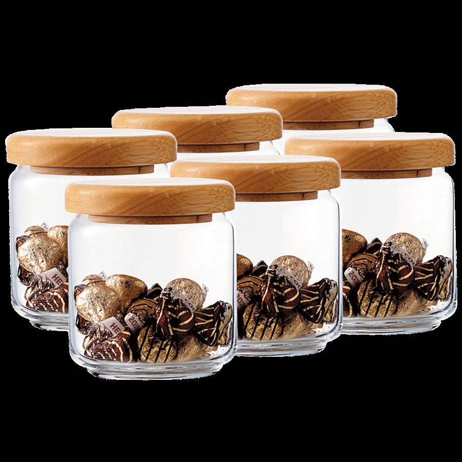 Ocean Pop Jar With Wooden Lid B02517 W