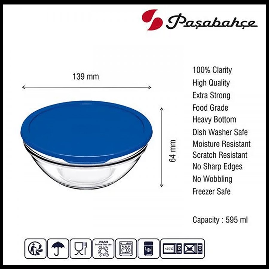 Pasabahce Chefs Glass Mixing Bowl With Lid