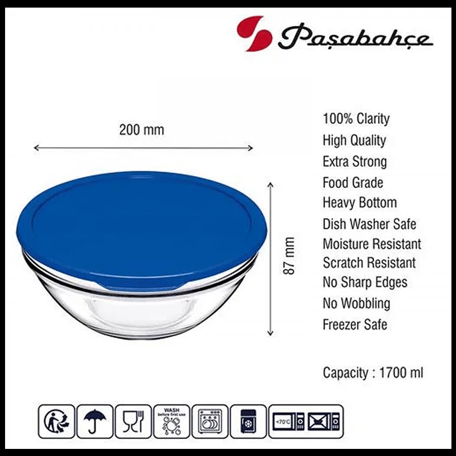 Pasabahce Chefs Glass Mixing Bowl With Lid