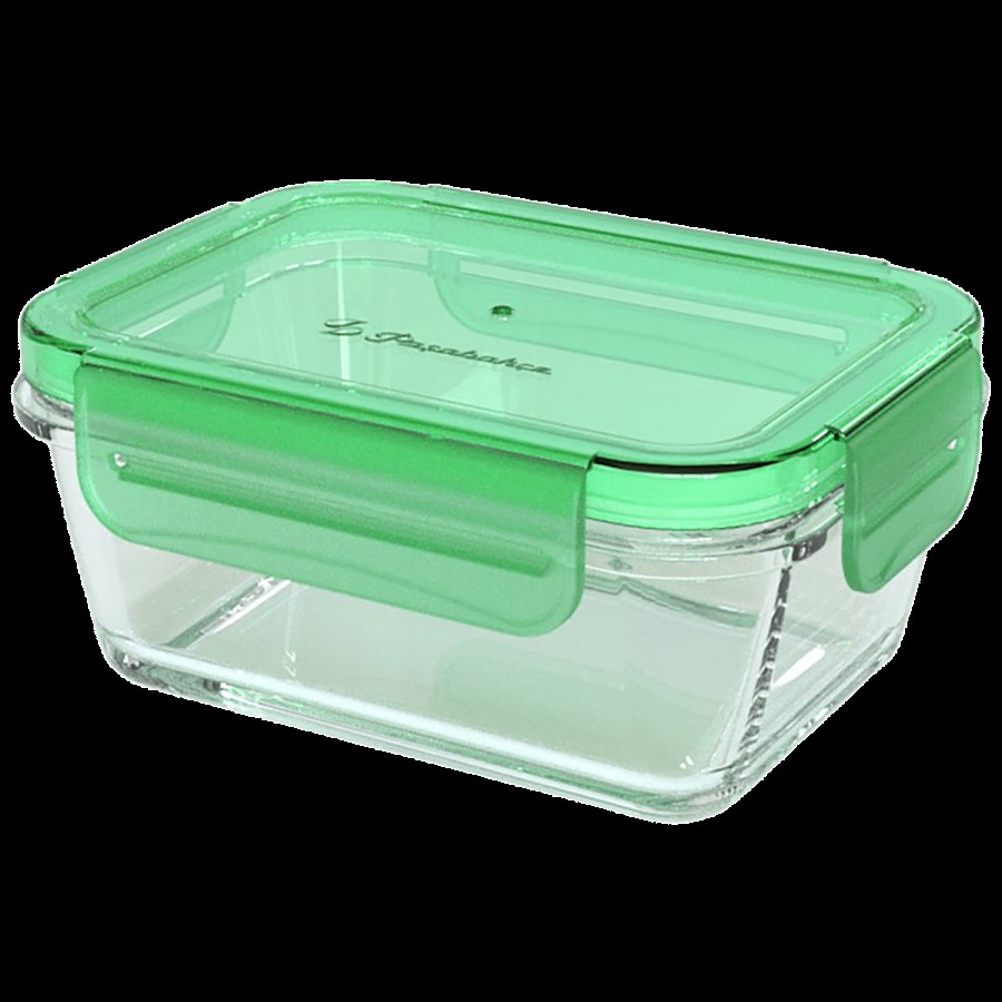 Pasabahce Glass Food/Tiffin/Storage Container - With Green Lid