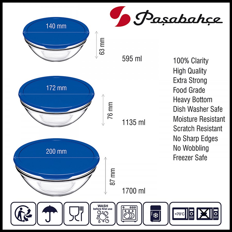 Pasabahce Mixing/Serving Bowl - Wth Lid