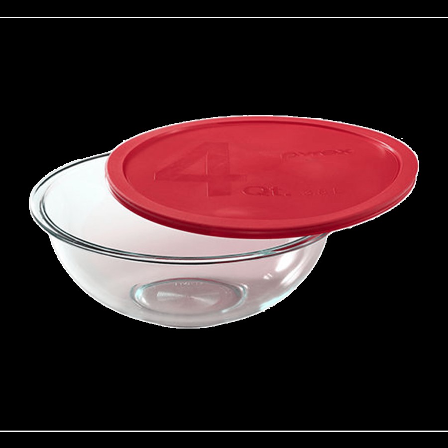 Pyrex Borosilicate Glass Baking/Mixing Bowl With Red Lid