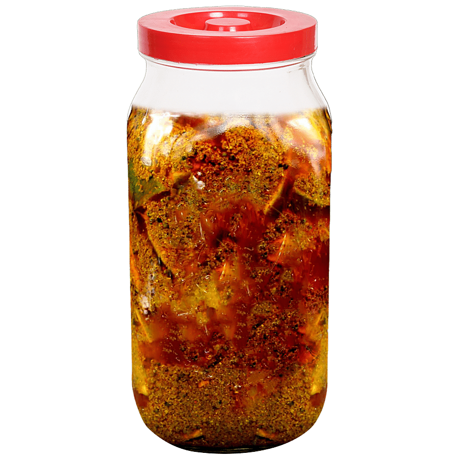 Roxx Glass Jar With Red Lid - Transparent