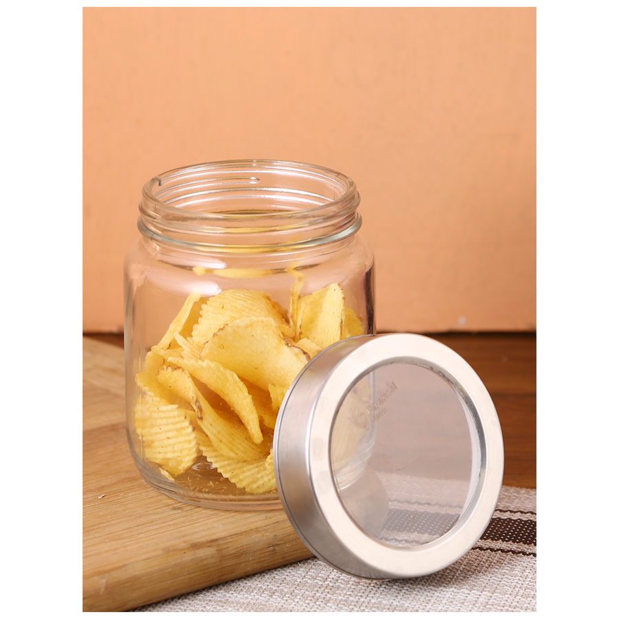 STOREHAUS Round Storage Jar - Clear Glass