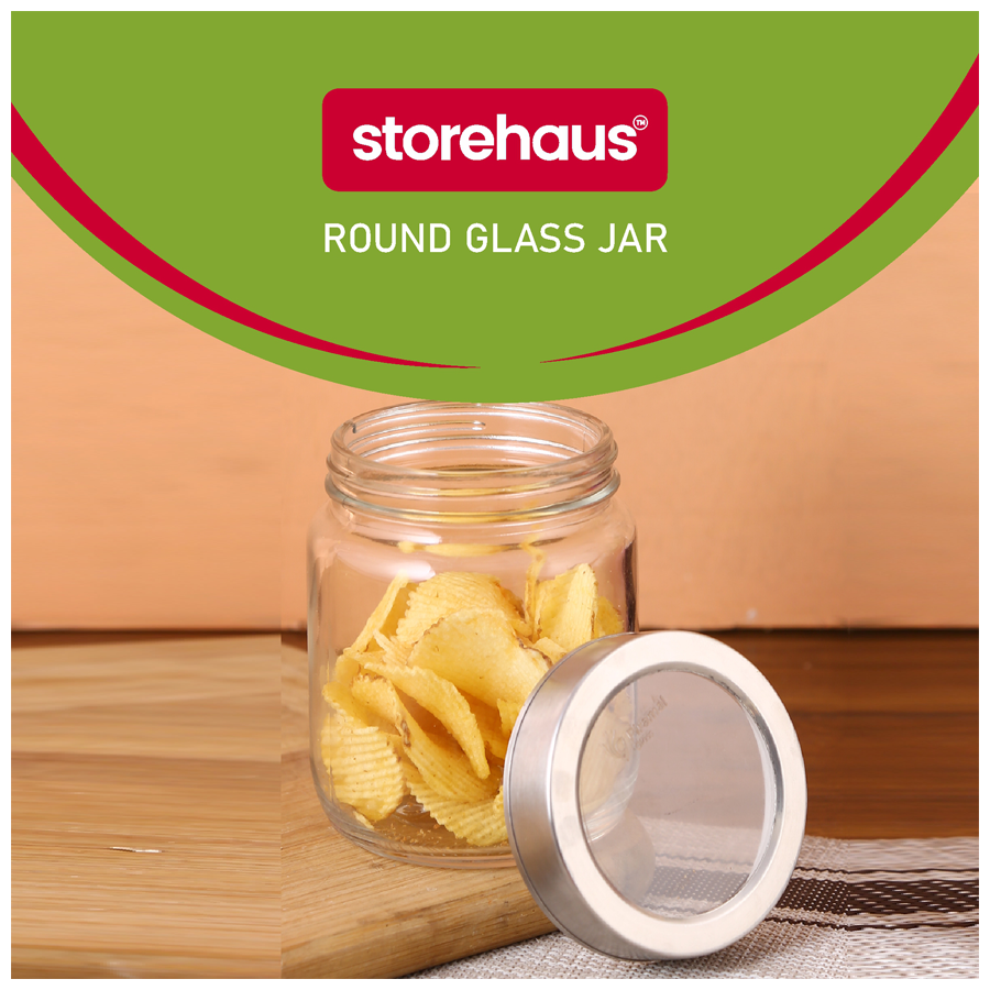 STOREHAUS Round Storage Jar - Clear Glass