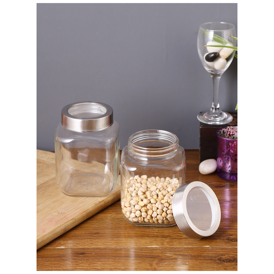 STOREHAUS Square Storage Jar - Clear Glass