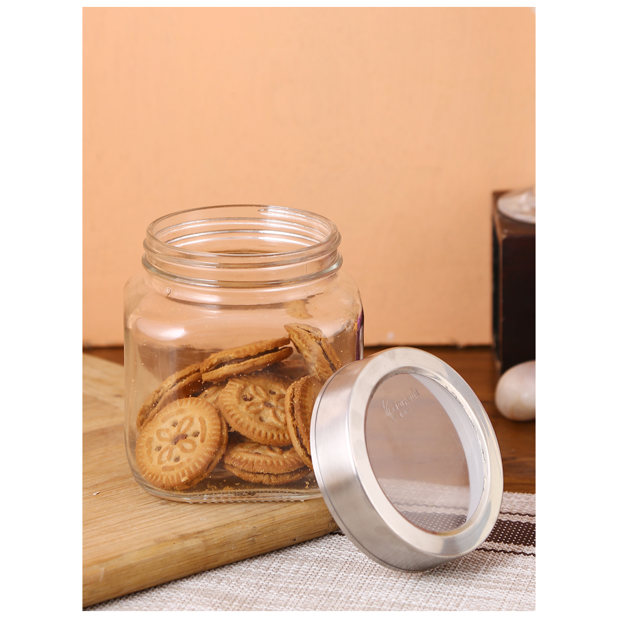 STOREHAUS Square Storage Jar Set - Clear Glass