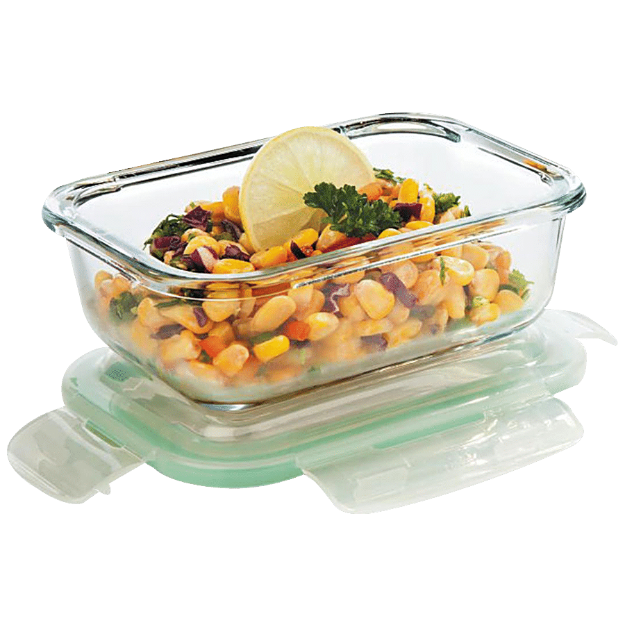 Signoraware Lock N Store High Borosilicate Bakeware Safe Glass Container Rectangular - Clear