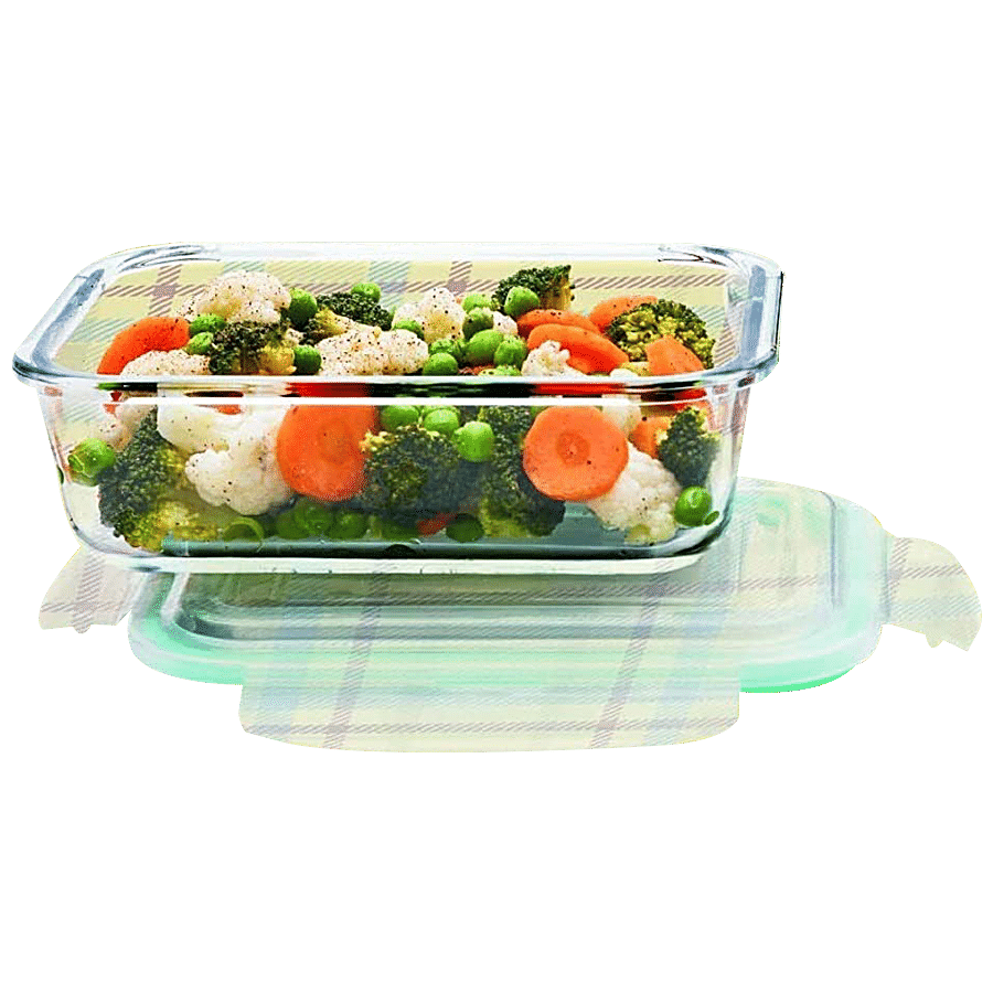 Signoraware Lock N Store High Borosilicate Bakeware Safe Glass Container Rectangular - Clear