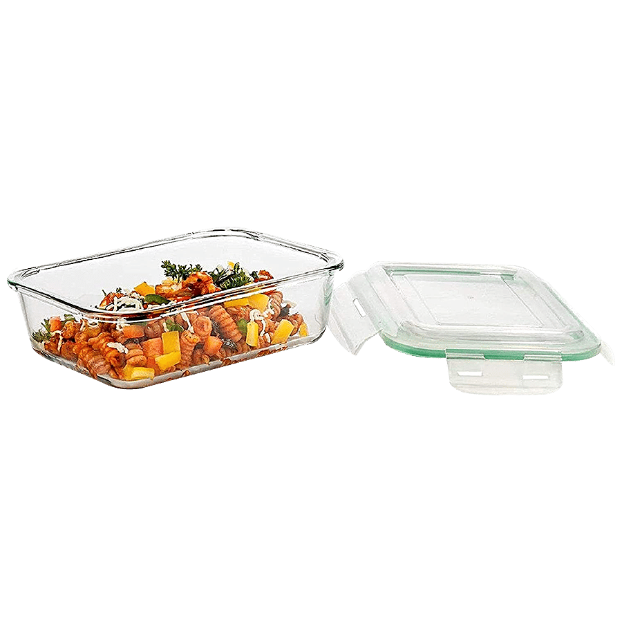 Signoraware Lock N Store High Borosilicate Bakeware Safe Glass Container Rectangular - Clear