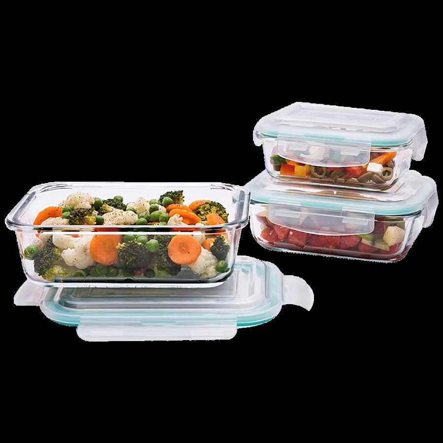 Signoraware Lock N Store High Borosilicate Bakeware Safe Glass Container Rectangular - Clear