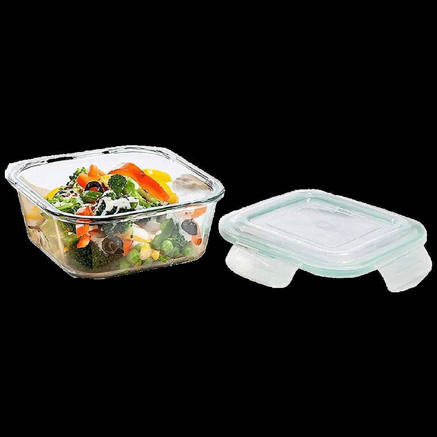 Signoraware Lock N Store High Borosilicate Bakeware Safe Glass Container Square - Clear