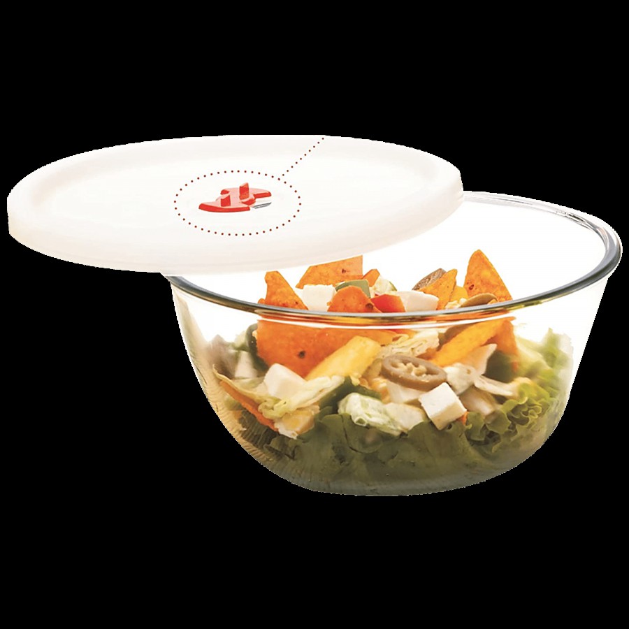 Signoraware Mixing Bowl High Borosilicate Glass With Lid - Clear