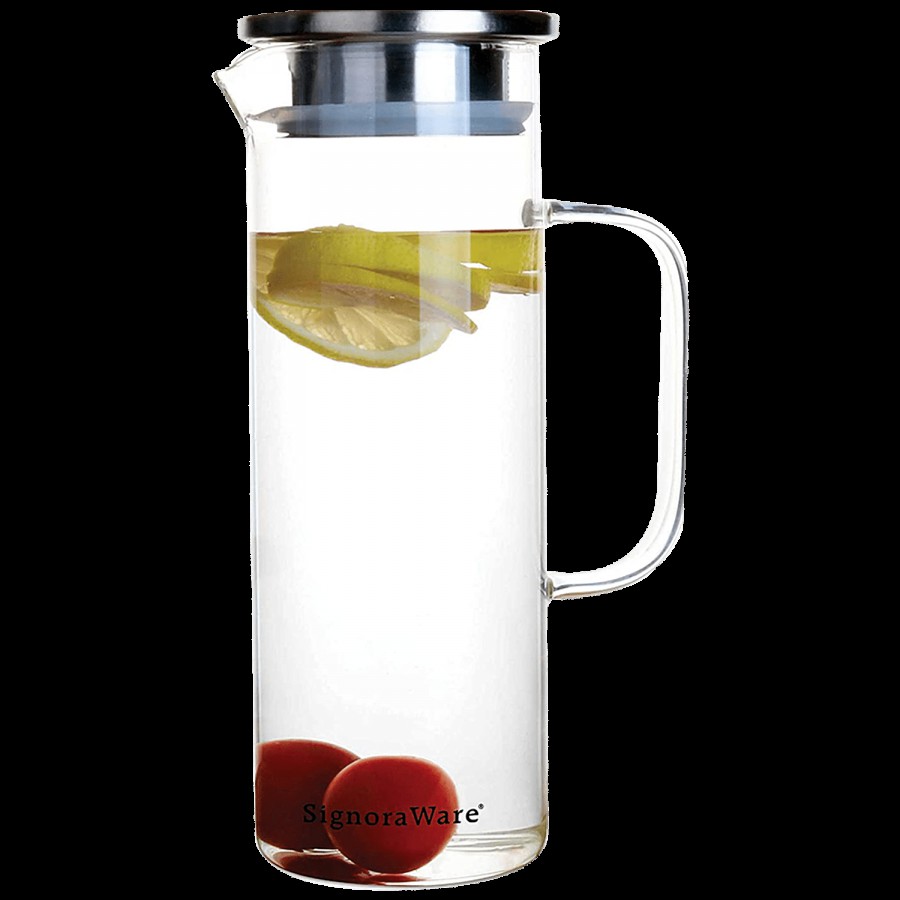 Signoraware Passion Borosilicate Glass Jug With Steel Lid - Clear