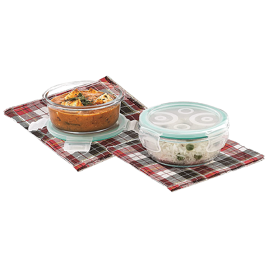 Signoraware Round Lock N Store High Borosilicate Bakeware Safe Glass Set - Clear