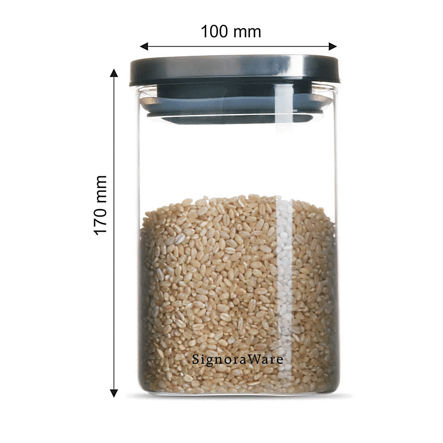 Signoraware Trison Square Borosilicate Glass Jar - Clear