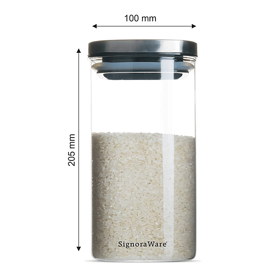 Signoraware Trison Square Borosilicate Glass Jar - Clear