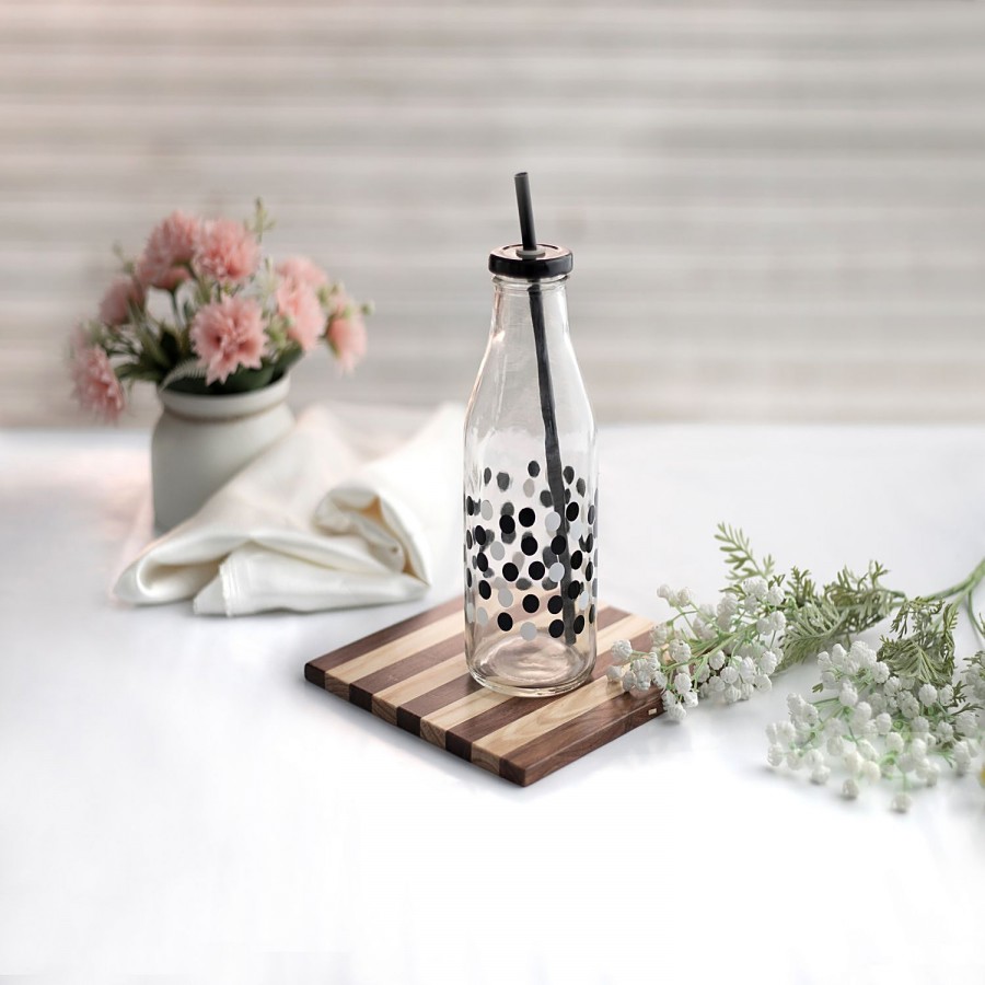 Soogo Round Milk Bottle With Sipper - Polka Dots