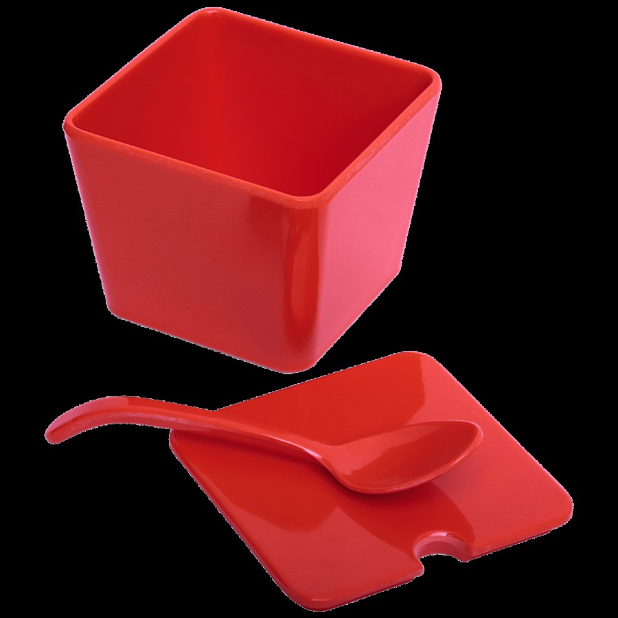 Superware Melamine Condiment With Spoon - Red