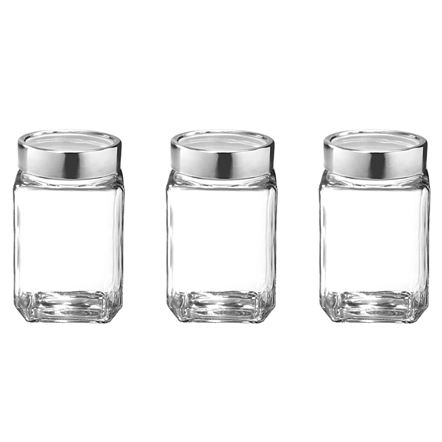 Treo Glass Jar For Storage With Metal Lid - Transparent