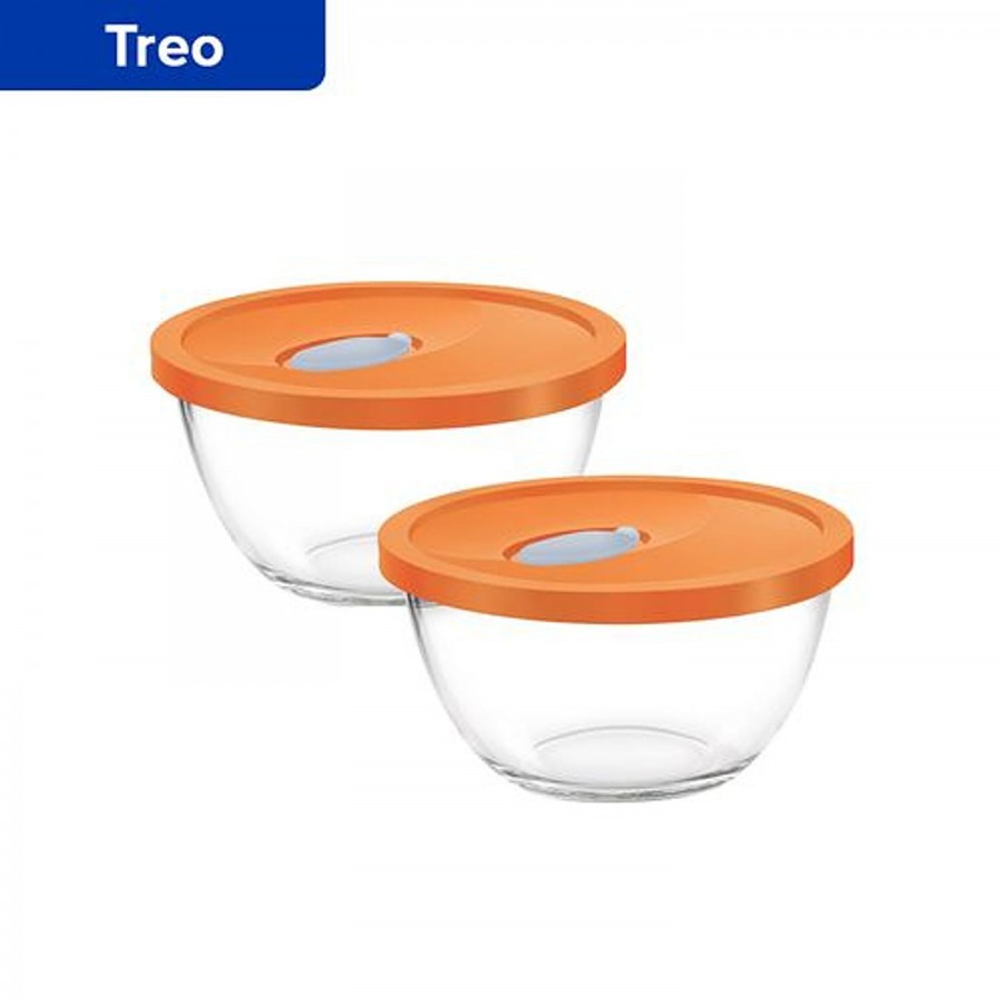 Treo Glass Mixing Bowl With Flexi Orange Lid - Bakeware Set