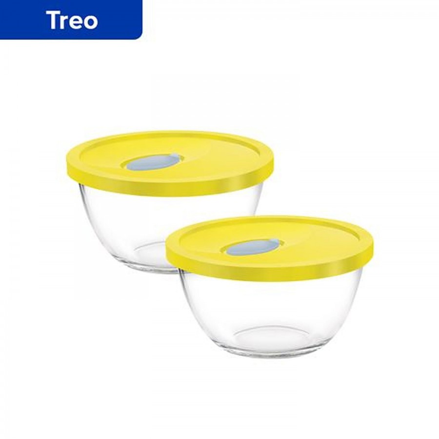 Treo Glass Mixing Bowl With Flexi Yellow Lid - Bakeware Set