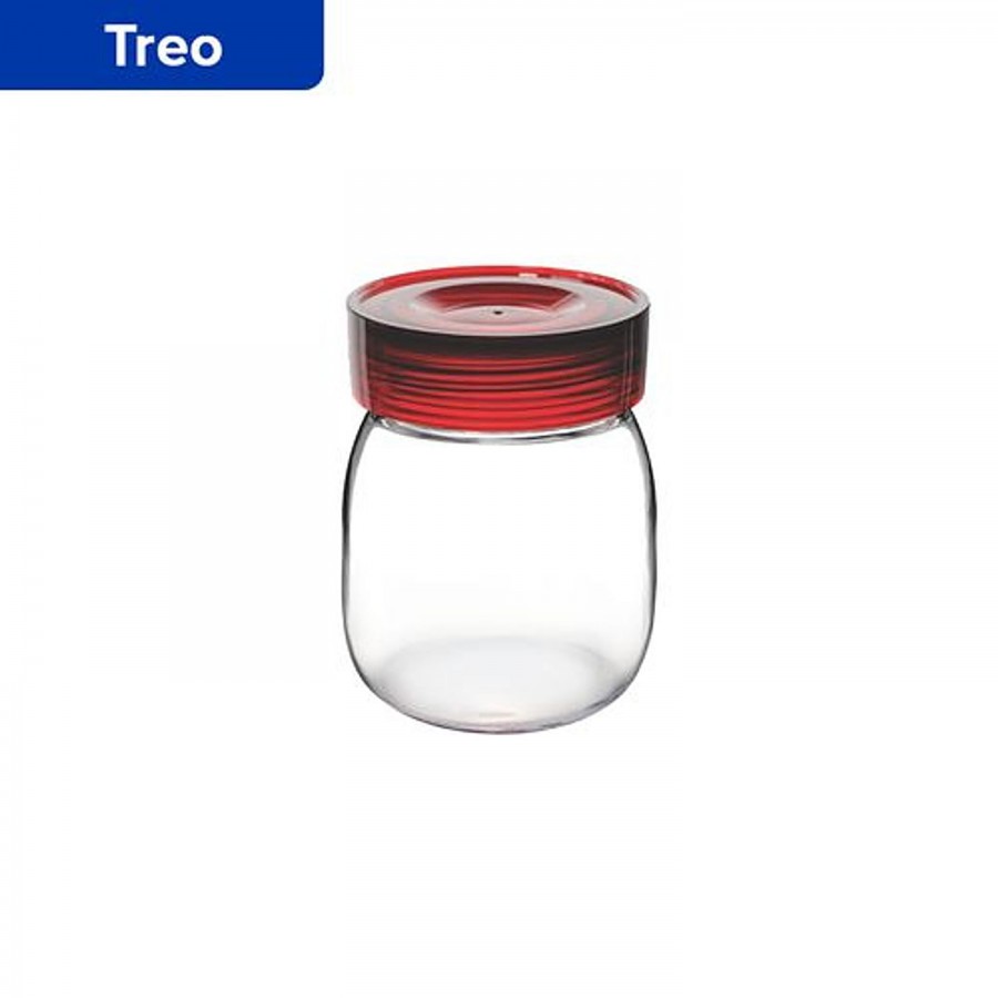 Treo Storage Jar with Red Lid - Transparent