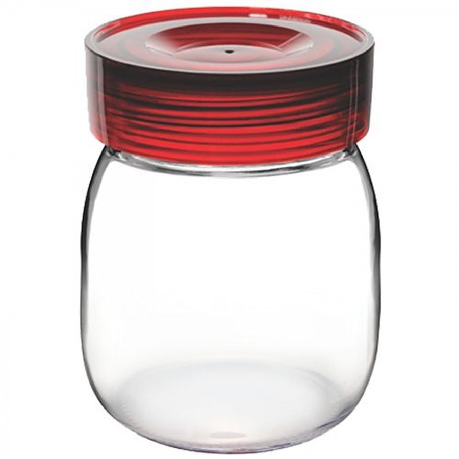 Treo Storage Jar with Red Lid - Transparent