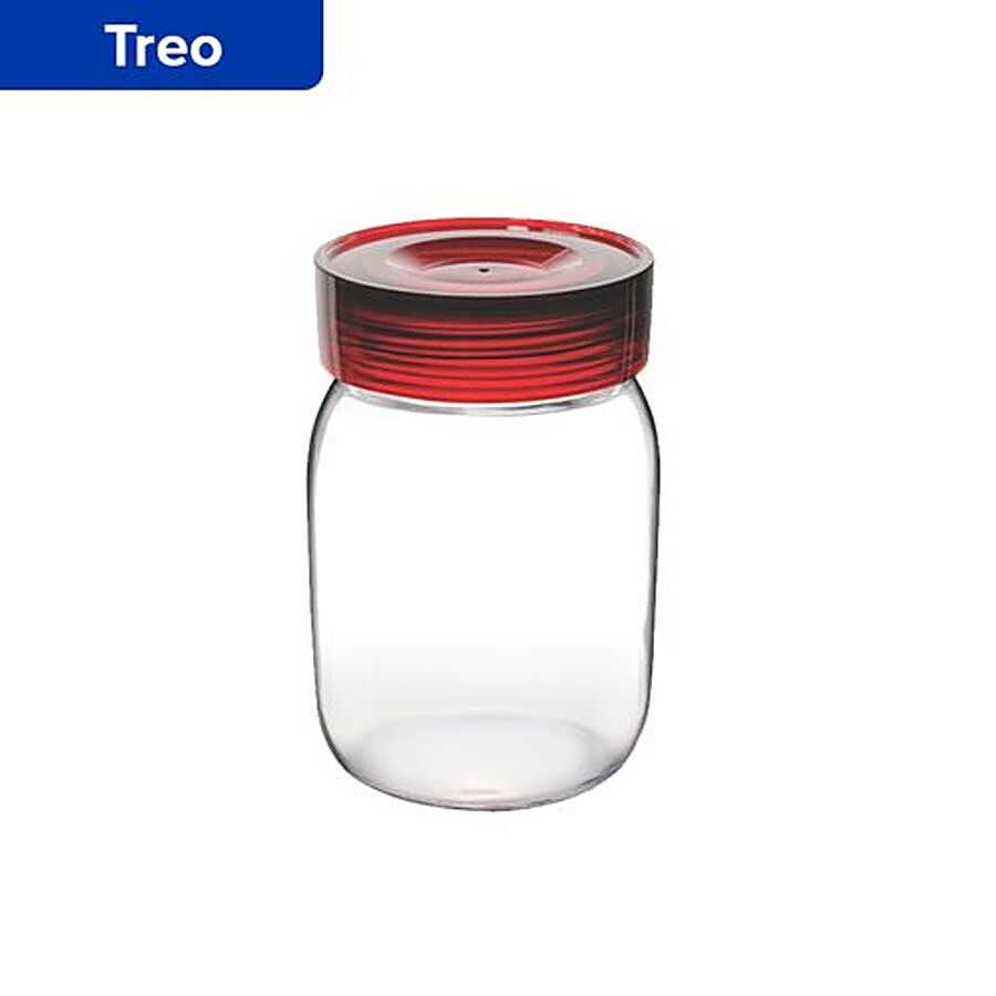 Treo Storage Jar with Red Lid - Transparent