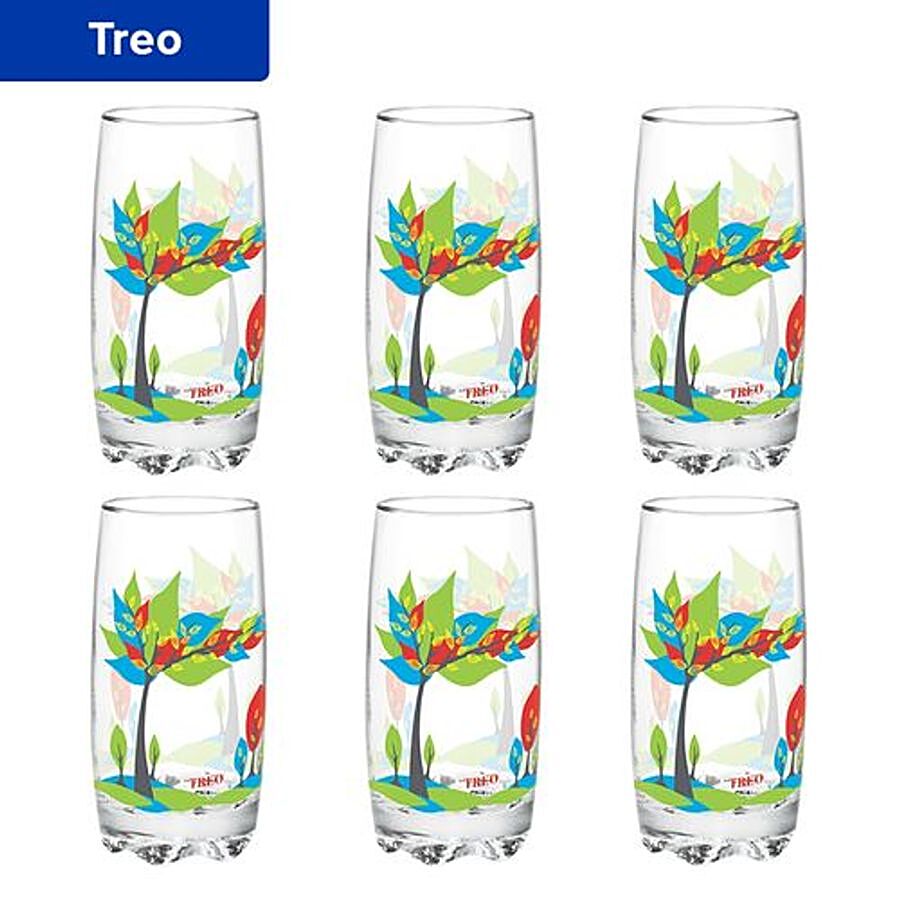 Treo Water/Juice/Mocktail Glass Tumbler - D Ziner Lyon Green Floral