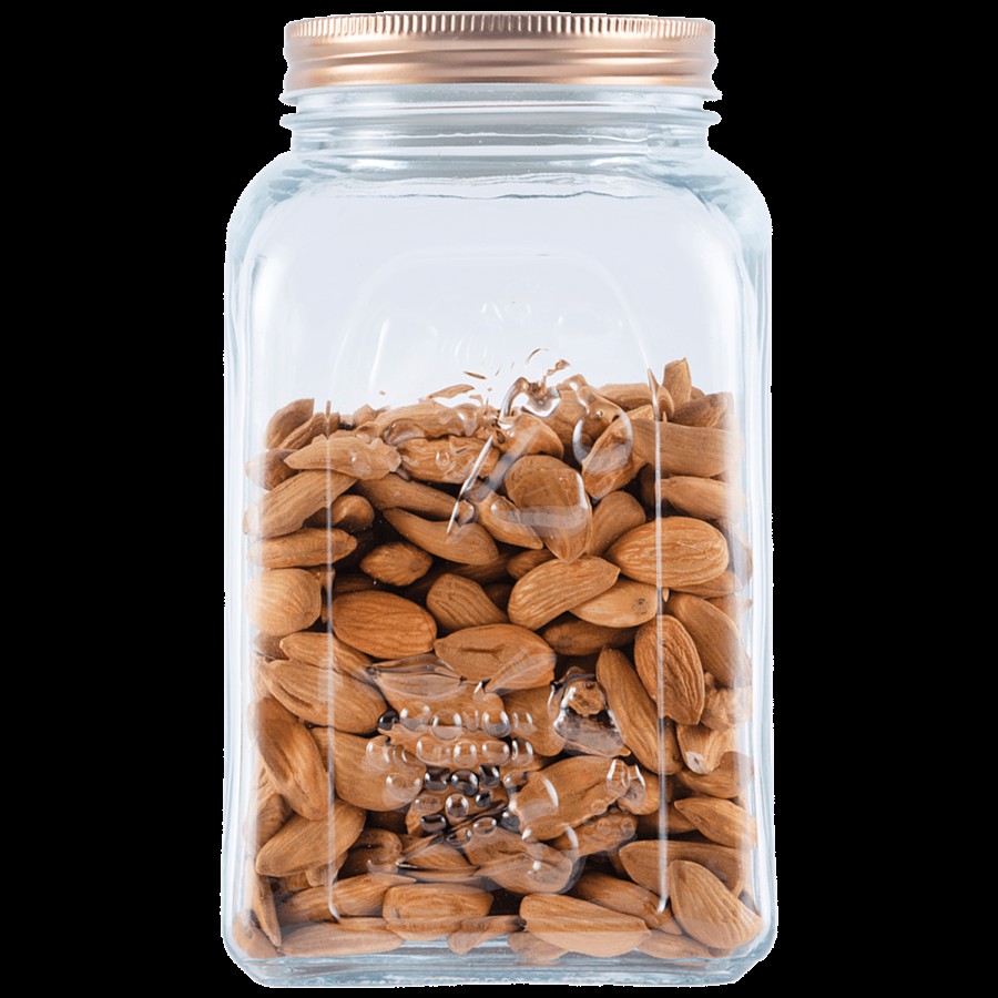 White Gold Glass Jar With Copper Colour Lid - 100% Food Grade Material