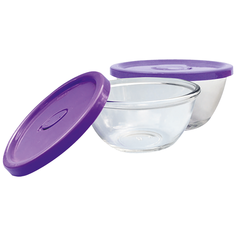 Yera Glass Bowl Set With Lids - Transparent