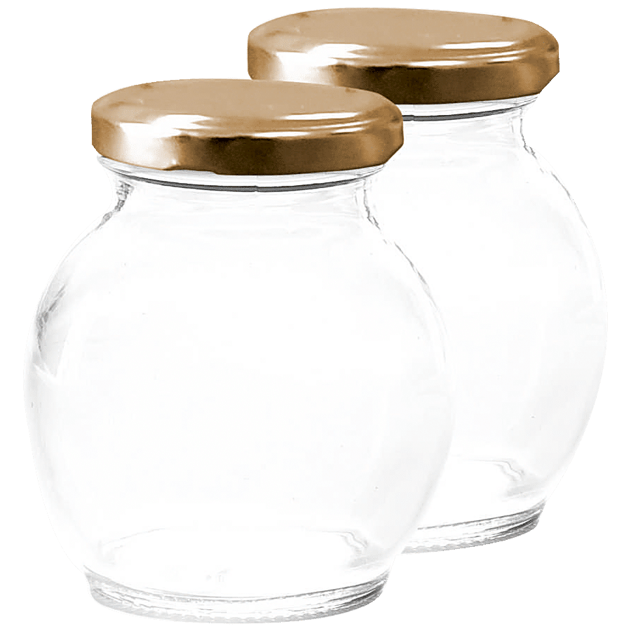 Yera Glass Jar/Container With Golden Metal Lid