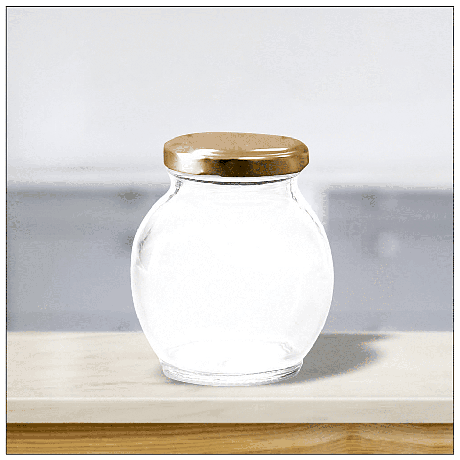 Yera Glass Jar/Container With Golden Metal Lid