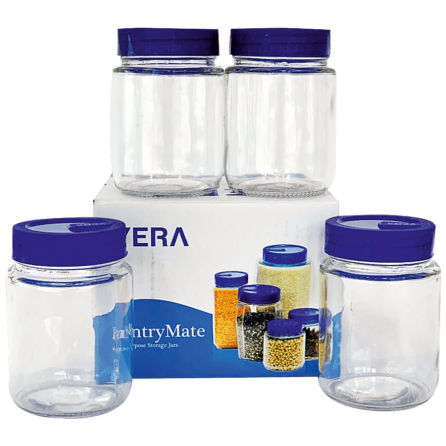 Yera Pantry/Cookie/Snacks Glass Jar With Blue Lid