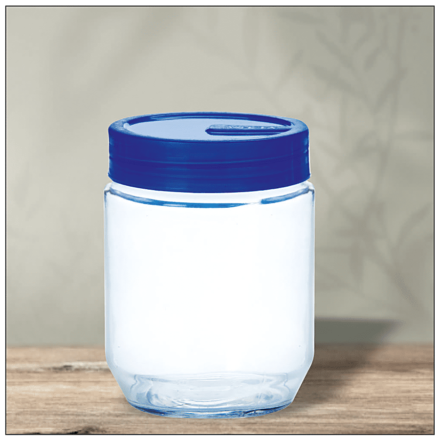 Yera Pantry/Cookie/Snacks Glass Jar With Blue Lid