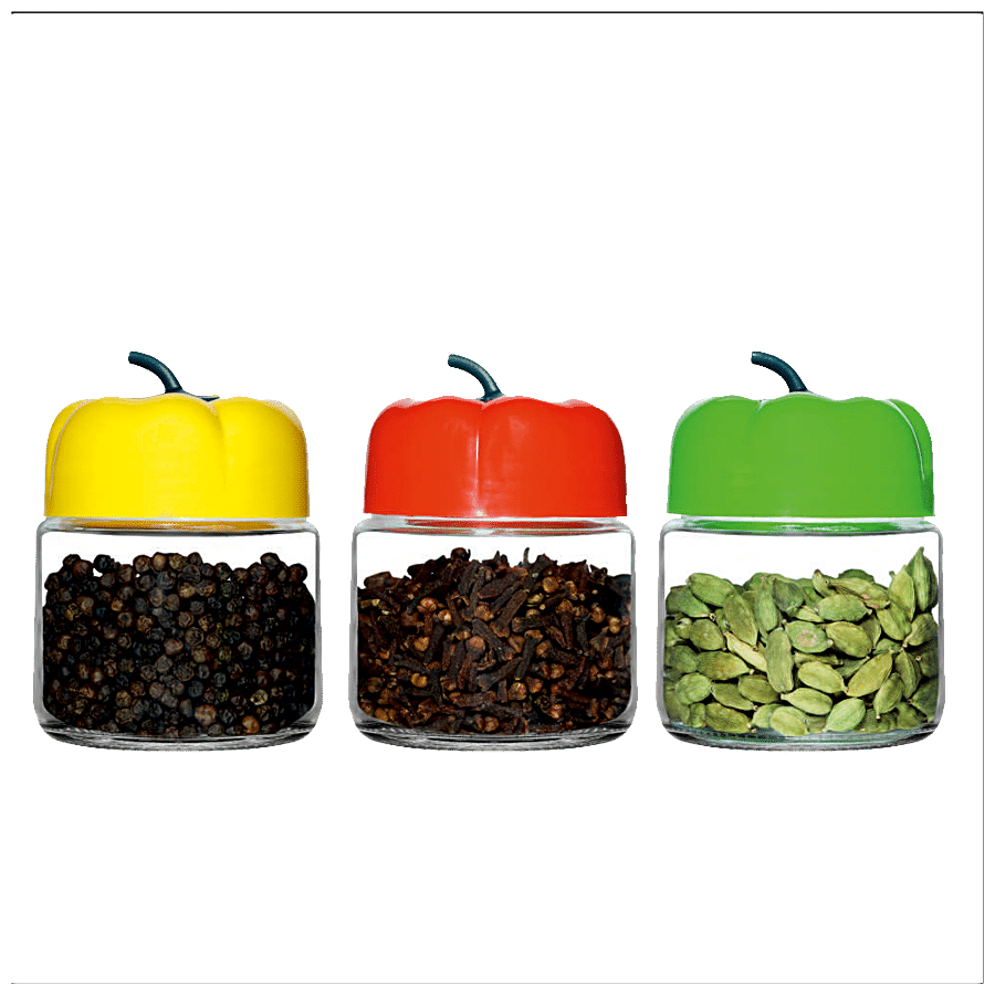 Yera Round Storage Jar - With Plastic Capsicum Lid