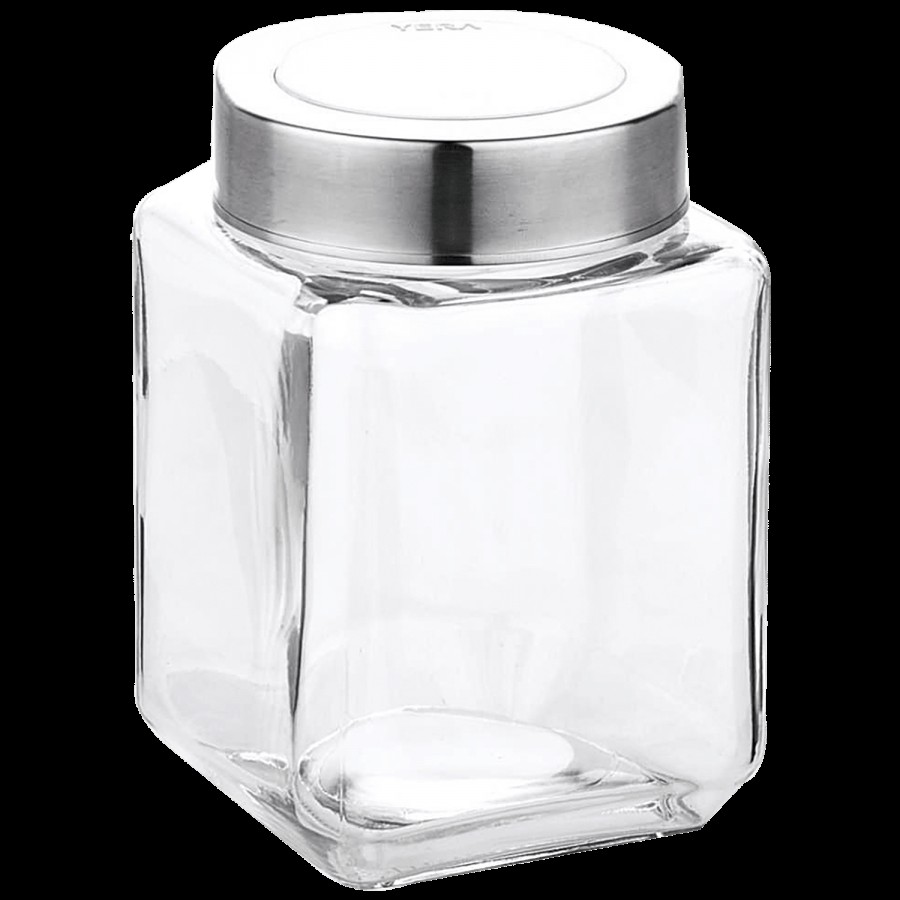 Yera Steel Lid See Through Square Jars