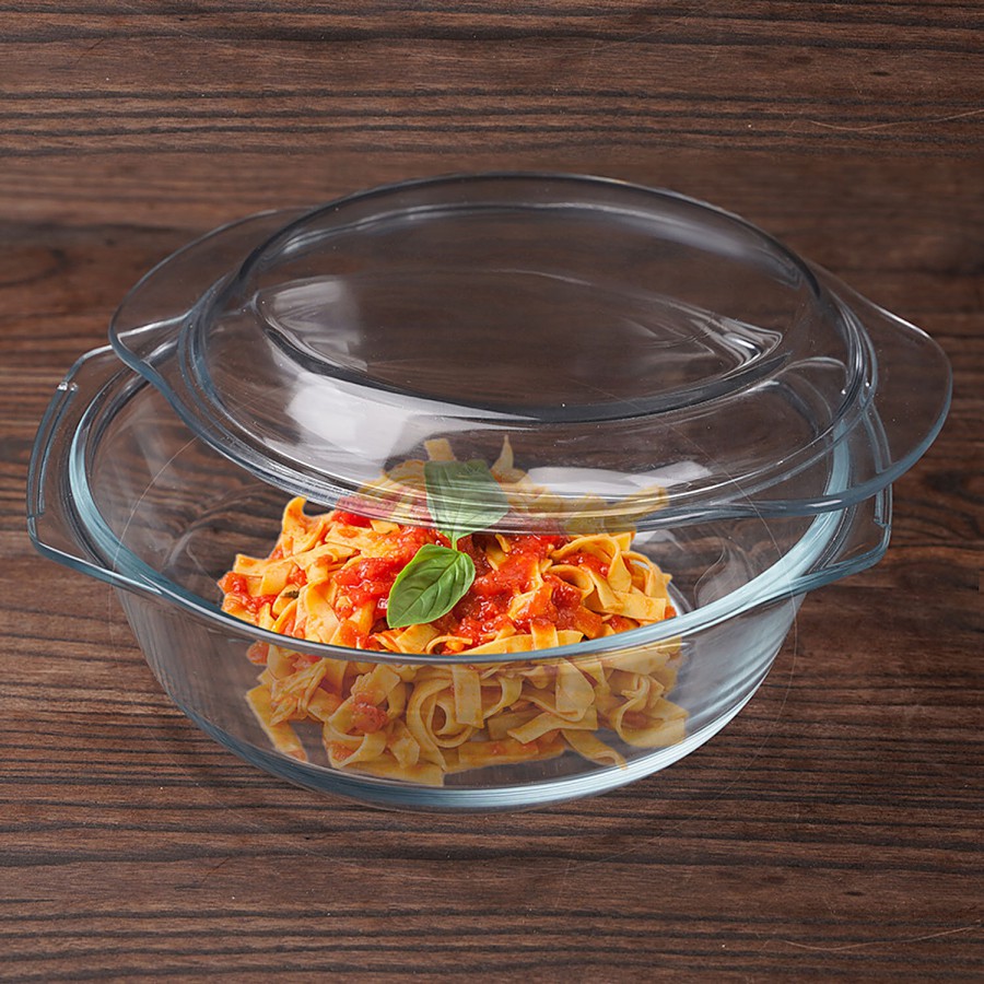 bb home Glass Round Borosilicate Casserole/Bowl With Lid