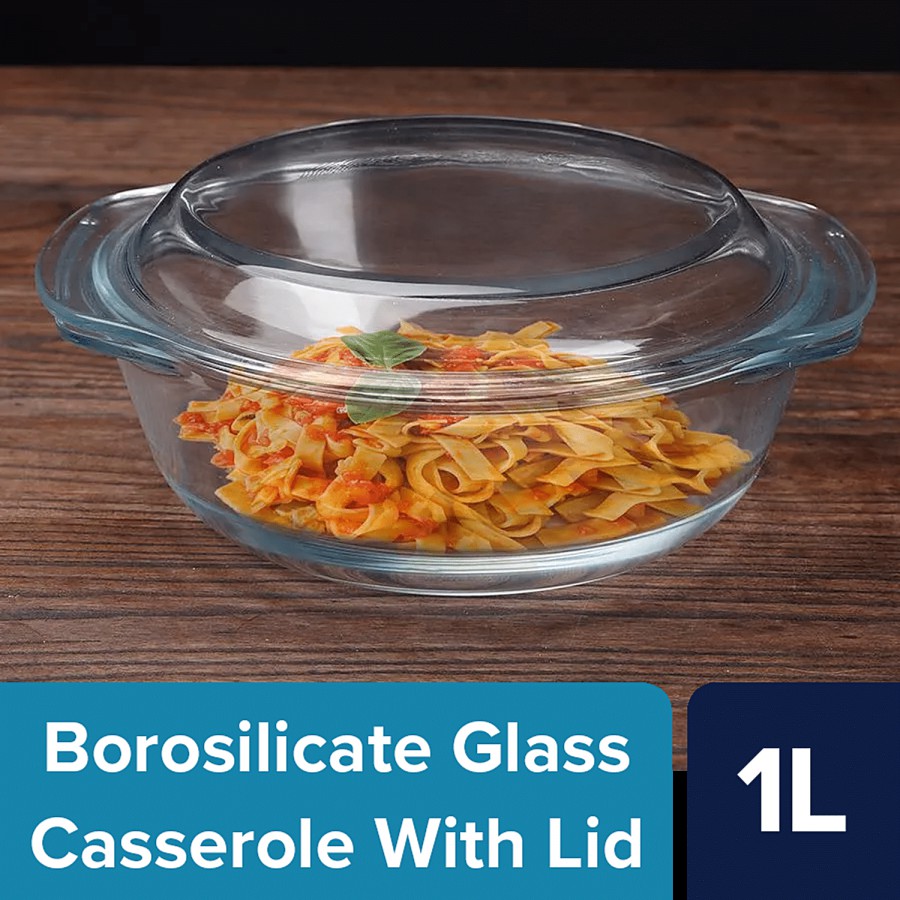 bb home Glass Round Borosilicate Casserole/Bowl With Lid