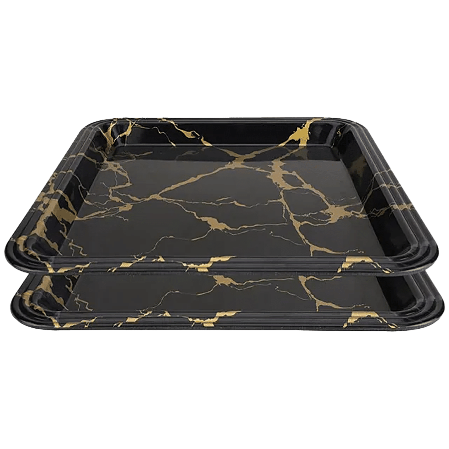 DP Square Serving Tray - Black Marble