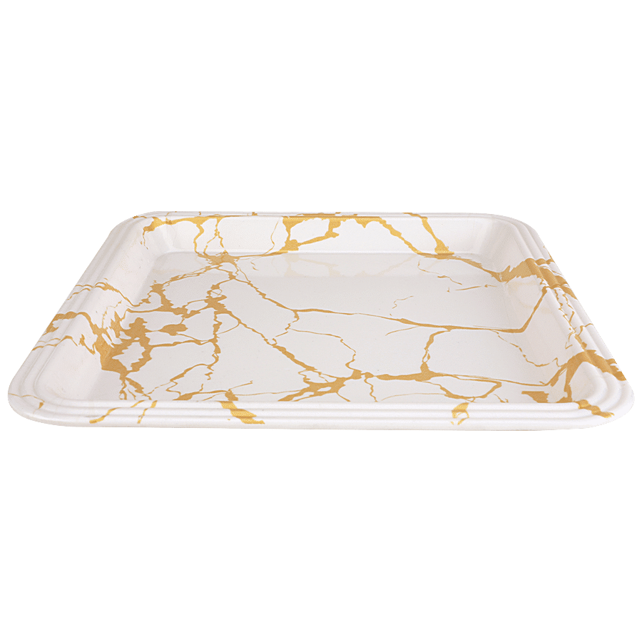 DP Square Serving Tray - White Marble