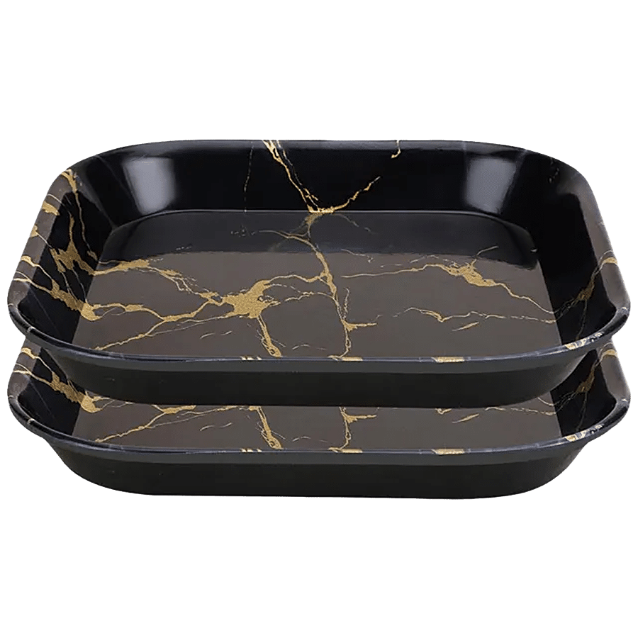 DP Square Snack Tray - Black Marble