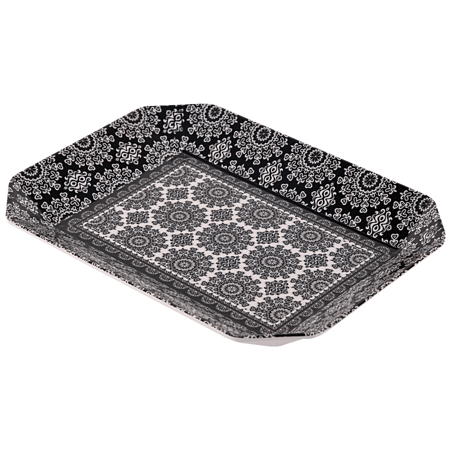 Dinewell Melamine Persian Tray Small - Black Abstract