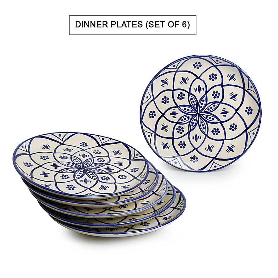 ExclusiveLane Ceramic Dinner Plates - Moroccan Floral