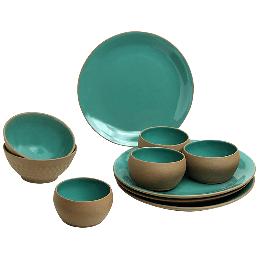 ExclusiveLane Ceramic Dinner Plates - With Serving Bowls & Katoris