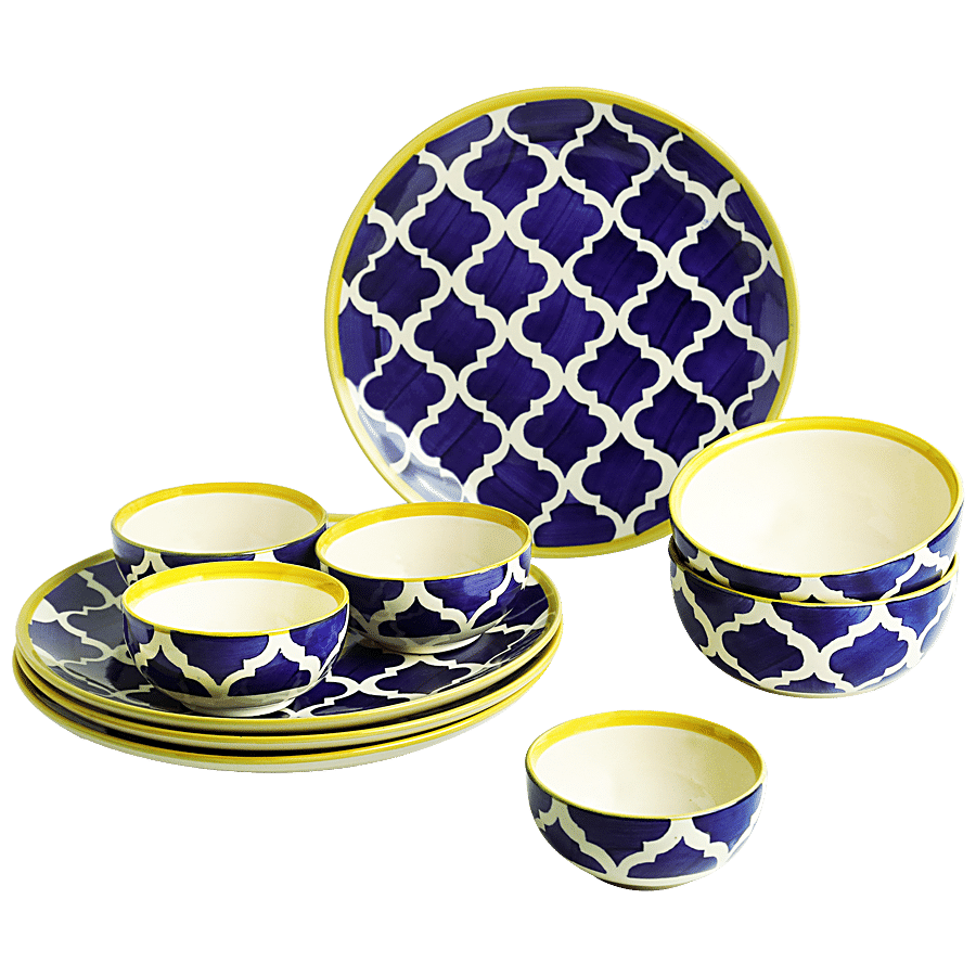 ExclusiveLane Ceramic Dinner Set - Plates With Katoris & Serving Bowls