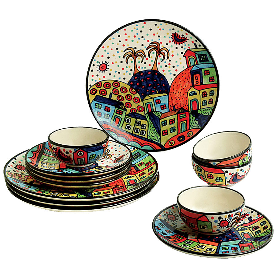 ExclusiveLane Ceramic Dinner Set - Quarter Plates