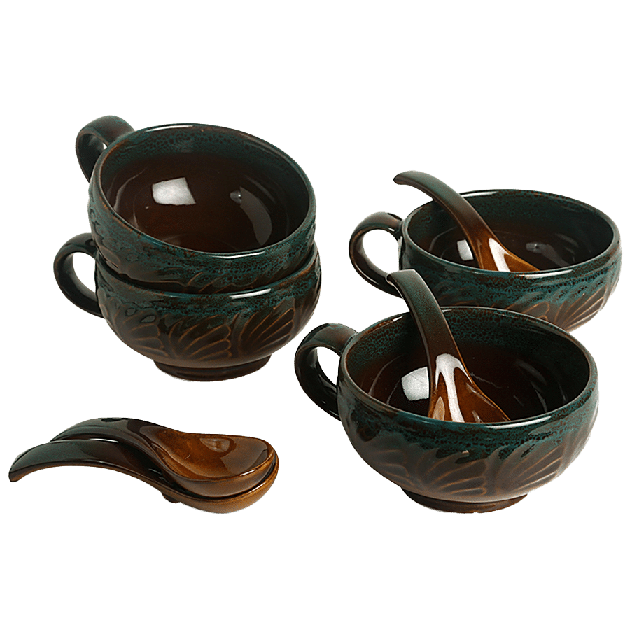 ExclusiveLane Ceramic Soup Bowls - With Spoons