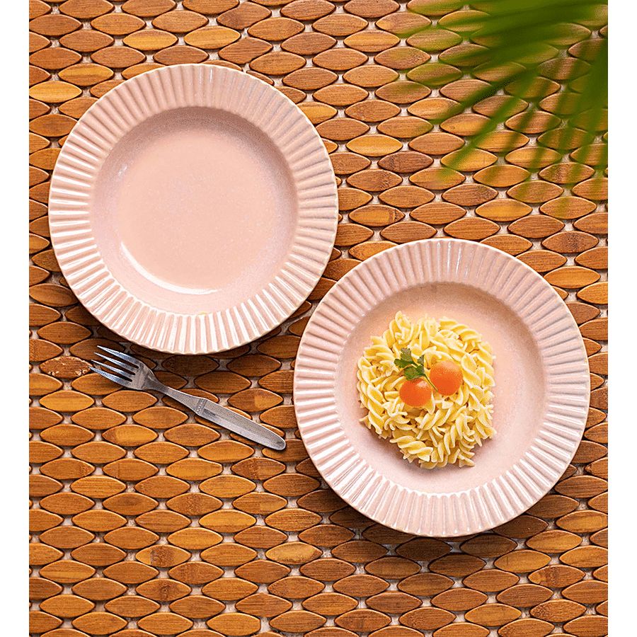 ExclusiveLane Coral Reef Ceramic Dinner Plates - Light Pink